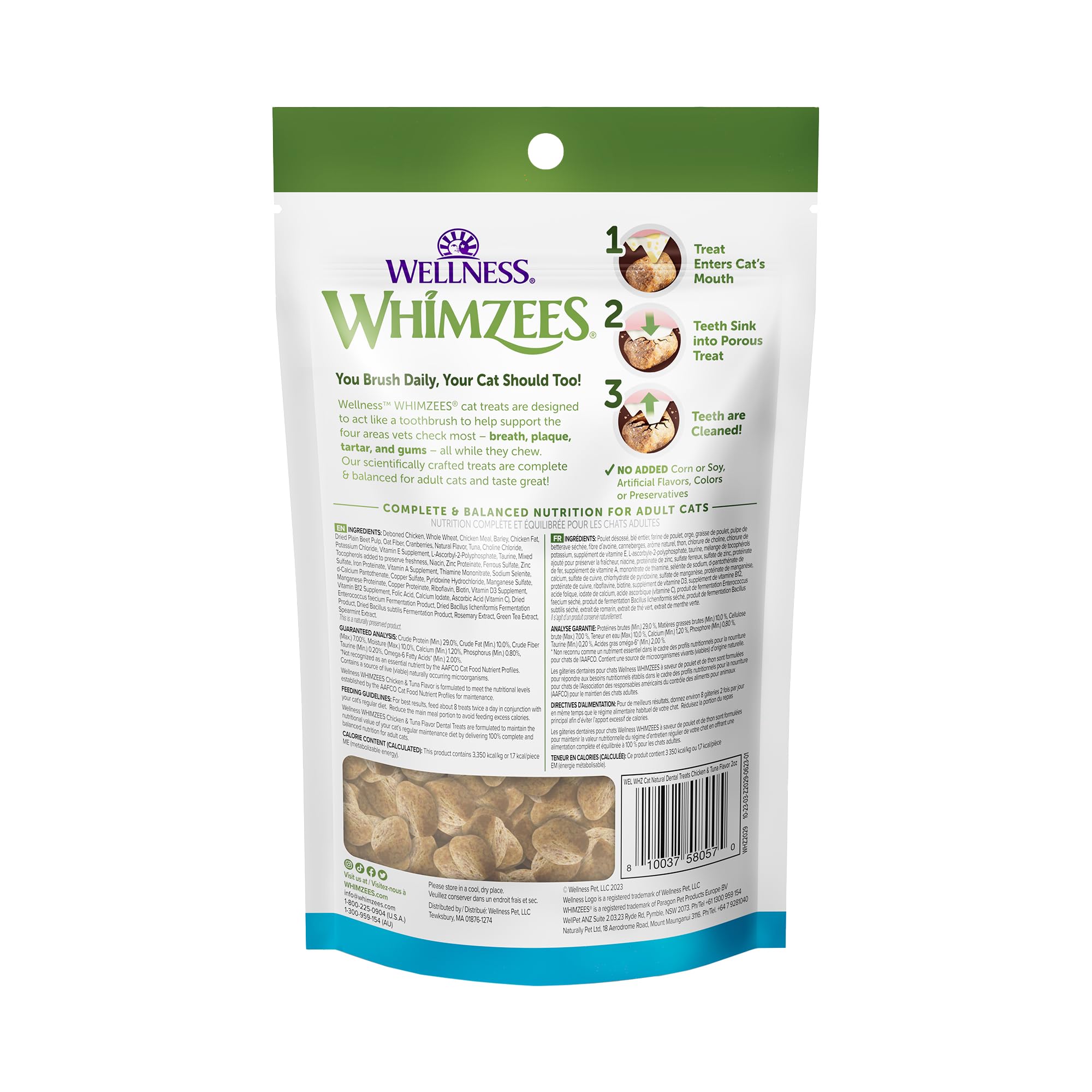Whimzees Wellness Chat — grignotage dentaire pratique pour l'hygiène quotidienne des chats