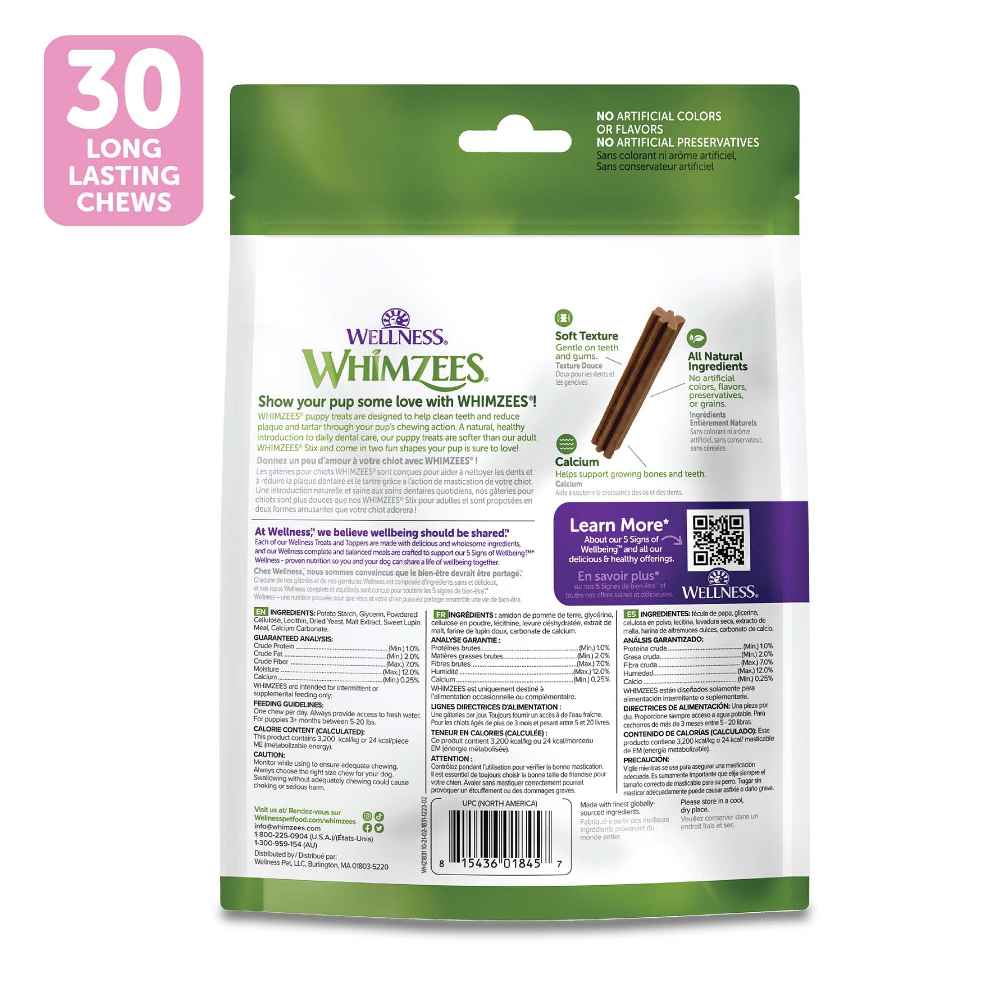 Whimzees Wellness chiot bouche plus propre et plaisir de mastication