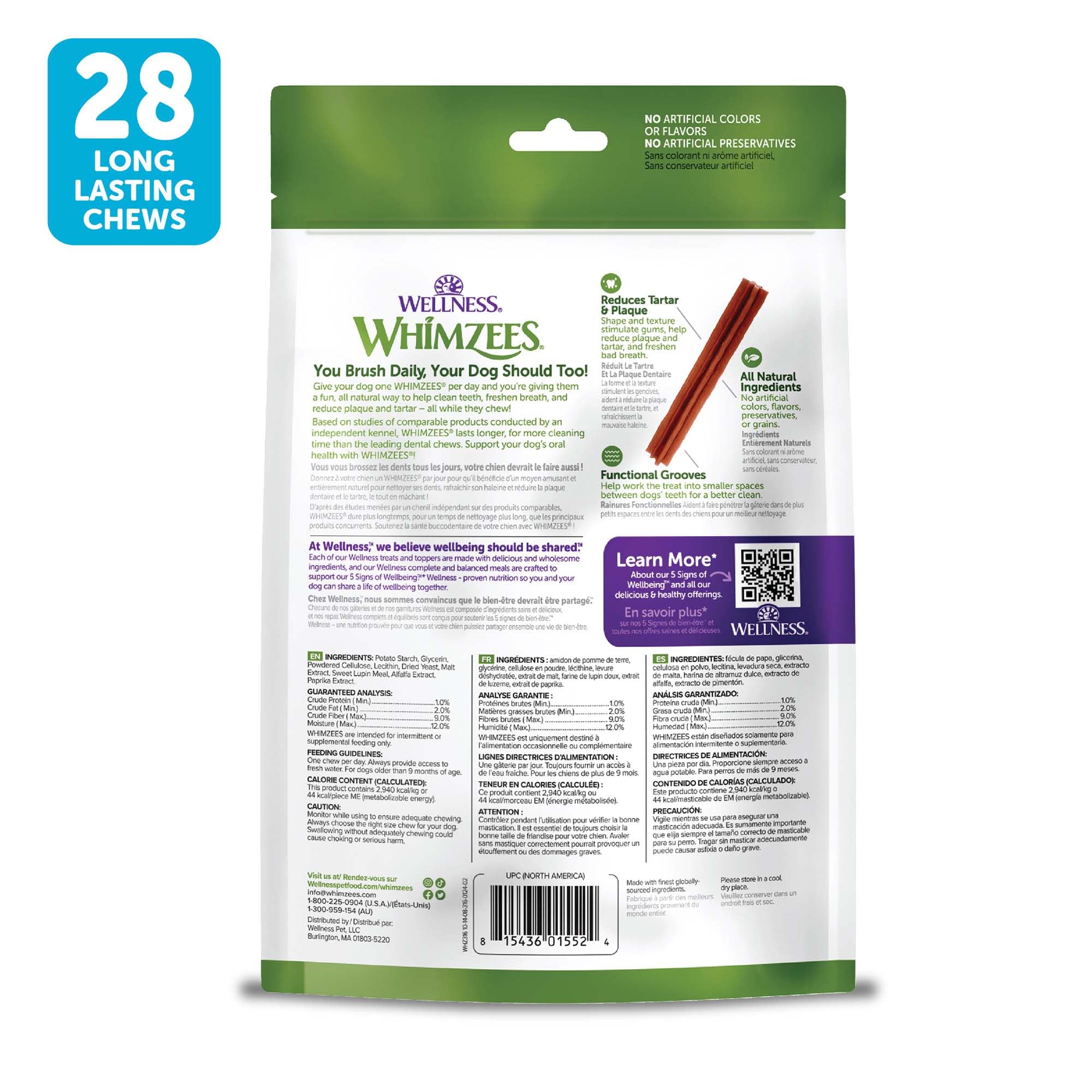 Whimzees Wellness Stix design ergonomique: prise en main facilitée.