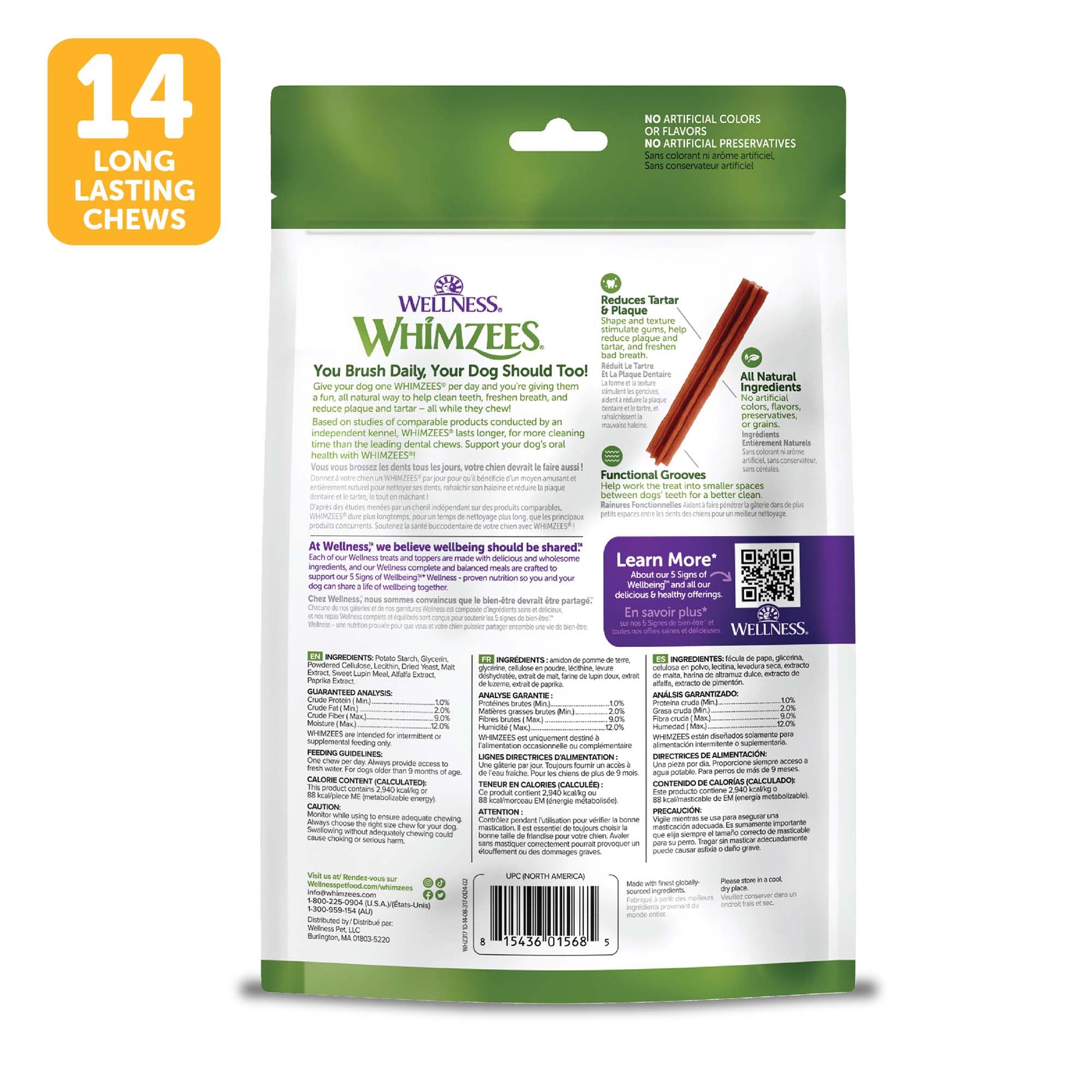 Whimzees Wellness Stix: bâtonnets moyens pour chiens de taille moyenne.