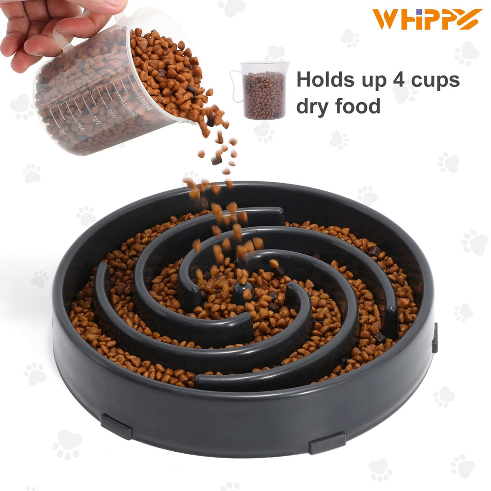 Capacité du WHIPPY bol slow feeder jusqu a 3 tasses, pratique pour portions quotidiennes.