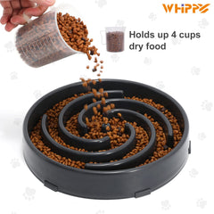 Capacité du WHIPPY bol slow feeder jusqu a 3 tasses, pratique pour portions quotidiennes.