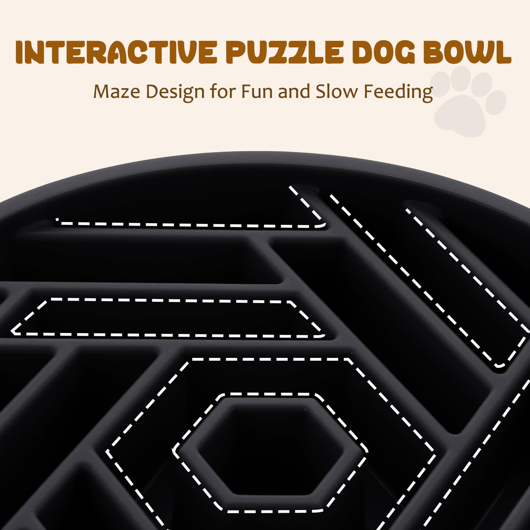 WHIPPY bol slow-feeder puzzle chien, détail: surface interactive pour ralentir les prises.