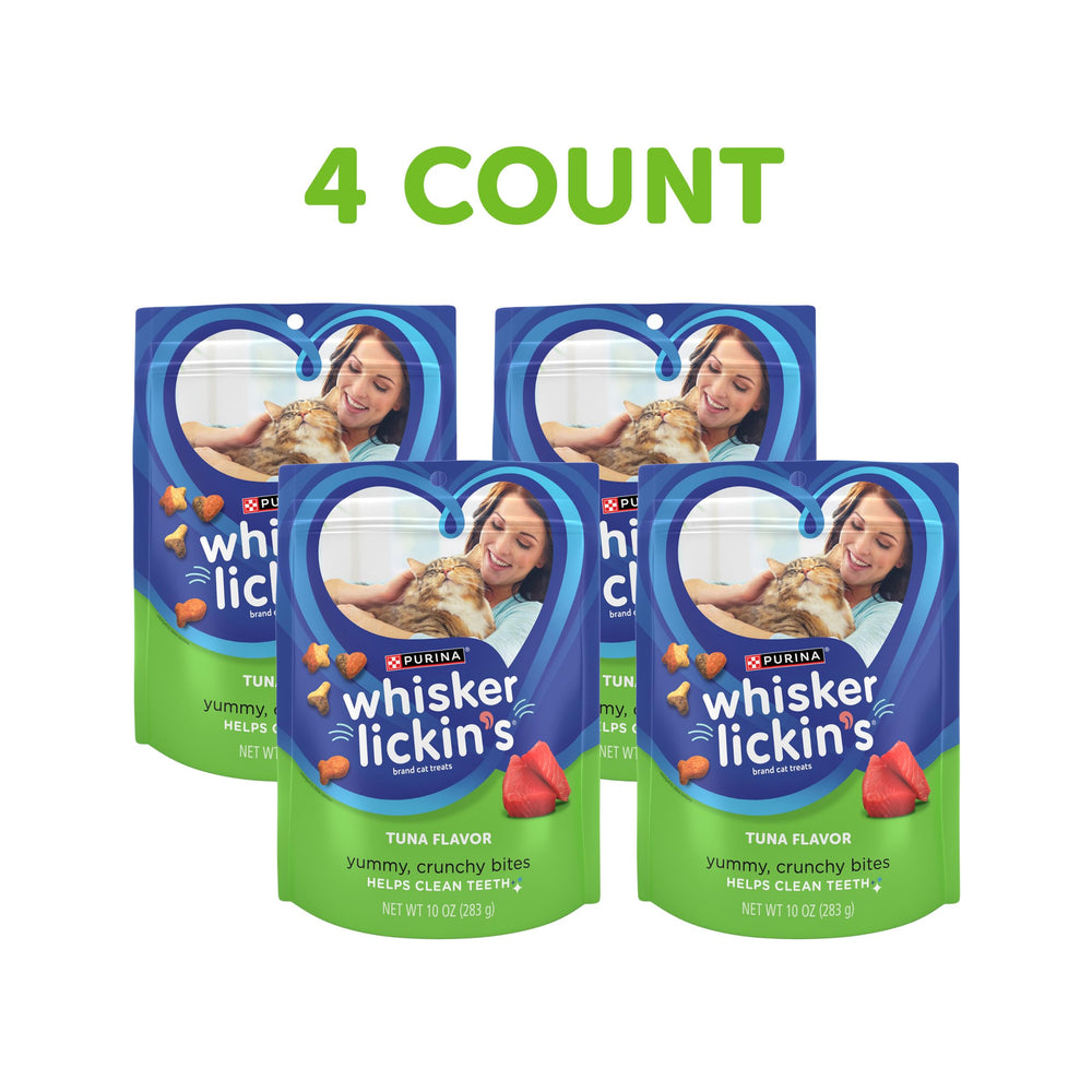 Quatre formes croquantes de Whisker Lickin's pour chat dynamique