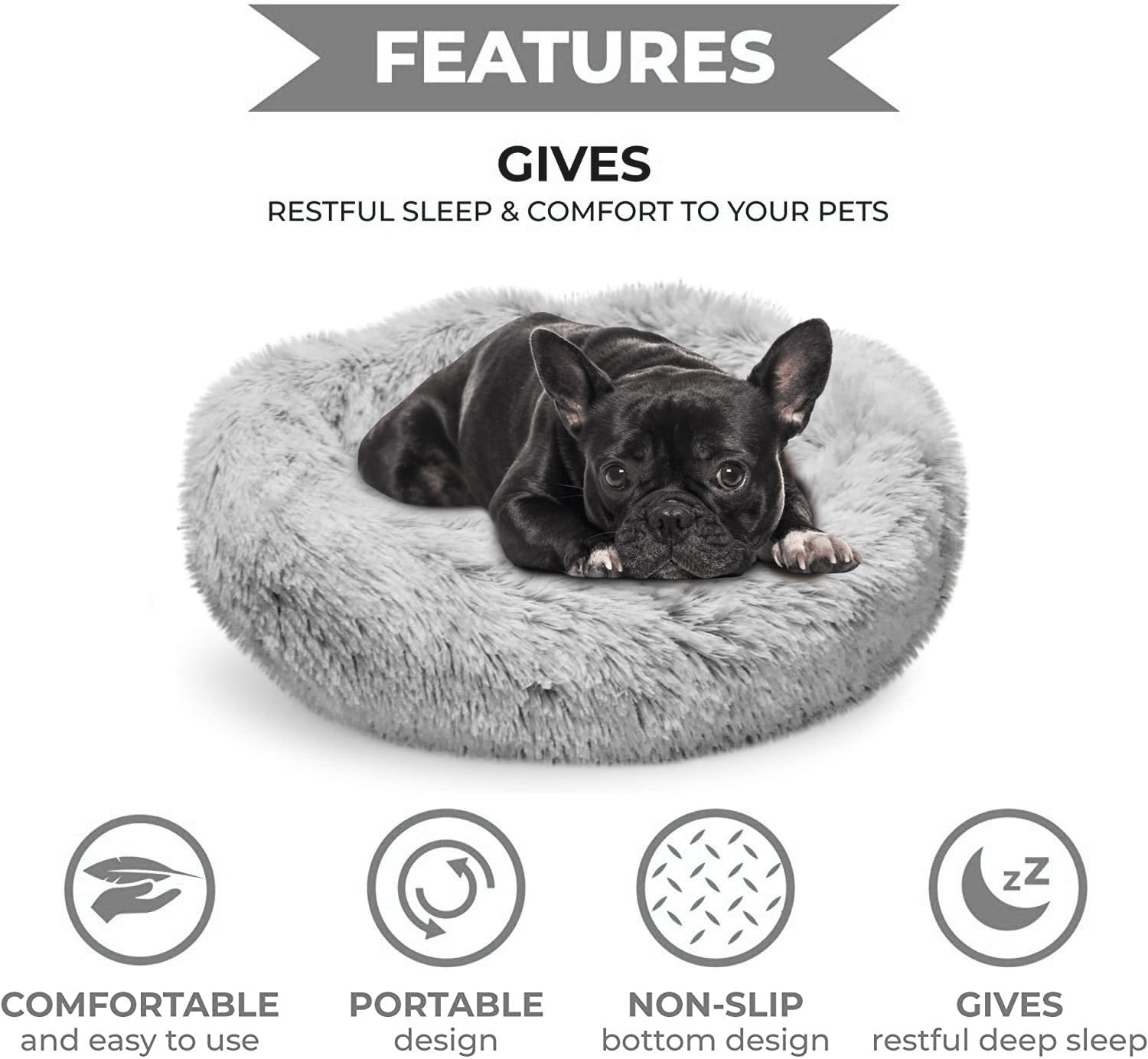 Lit pour petit chien Whiskers & Friends, rebords surélevés pour soutien tête et cou