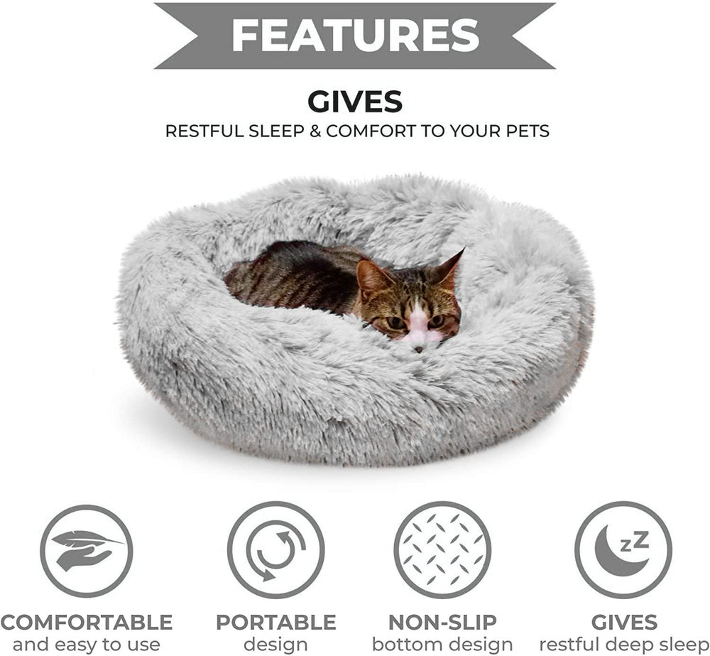Whiskers & Friends lit auto-chauffant en donut favorisant le repos.