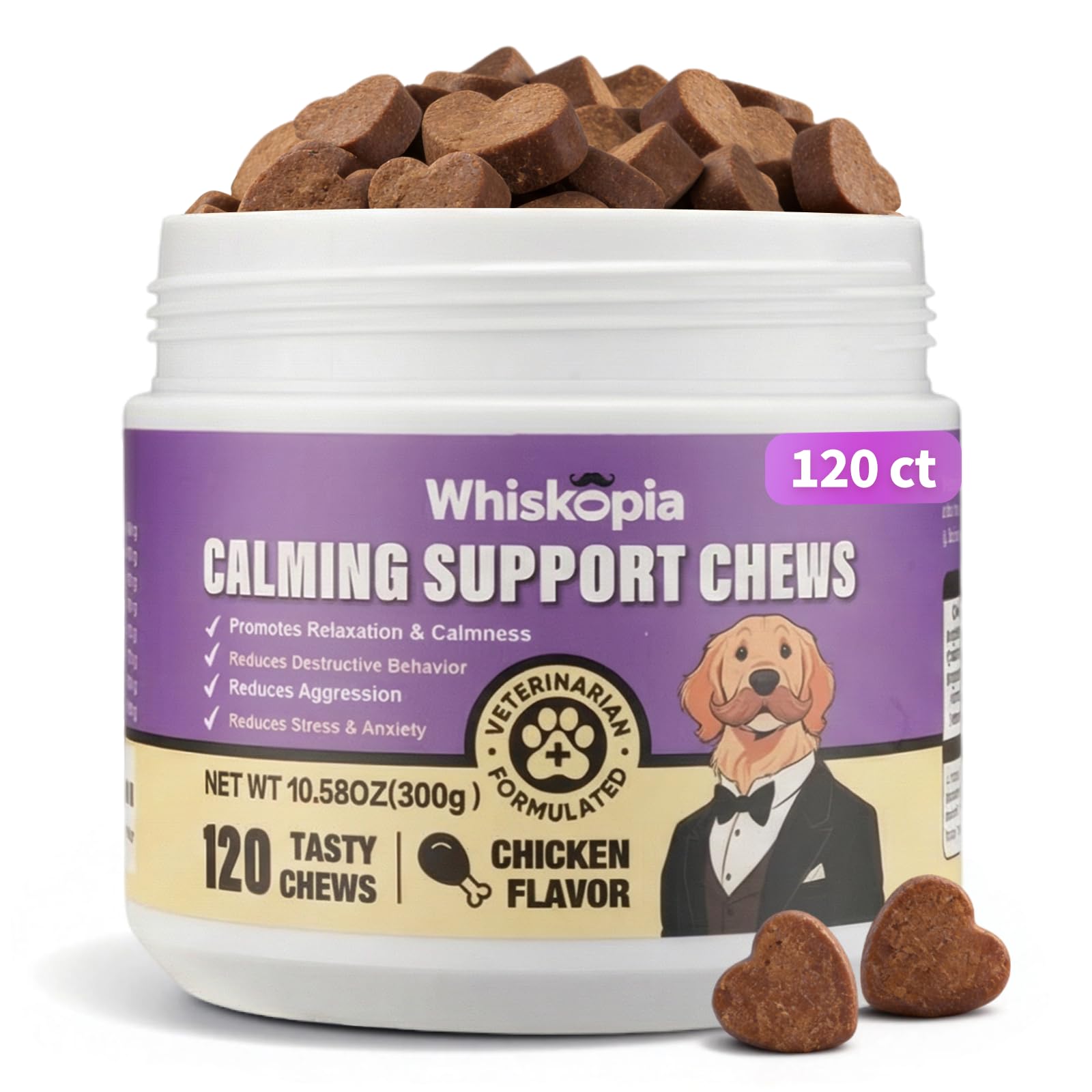 Whiskopia Bouteille: friandises calmes pour chiens, pratique à donner.
