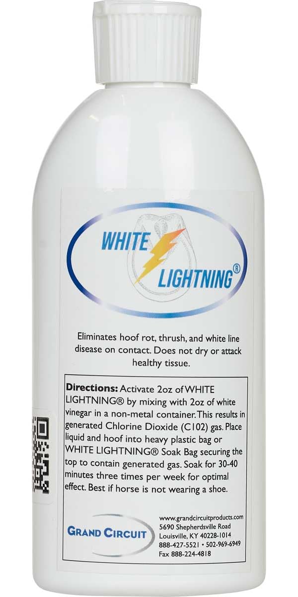 White Lightning Hoof Liquid 8oz, flacon-pour, idéal pour l'entretien du sabot et prévention des infections