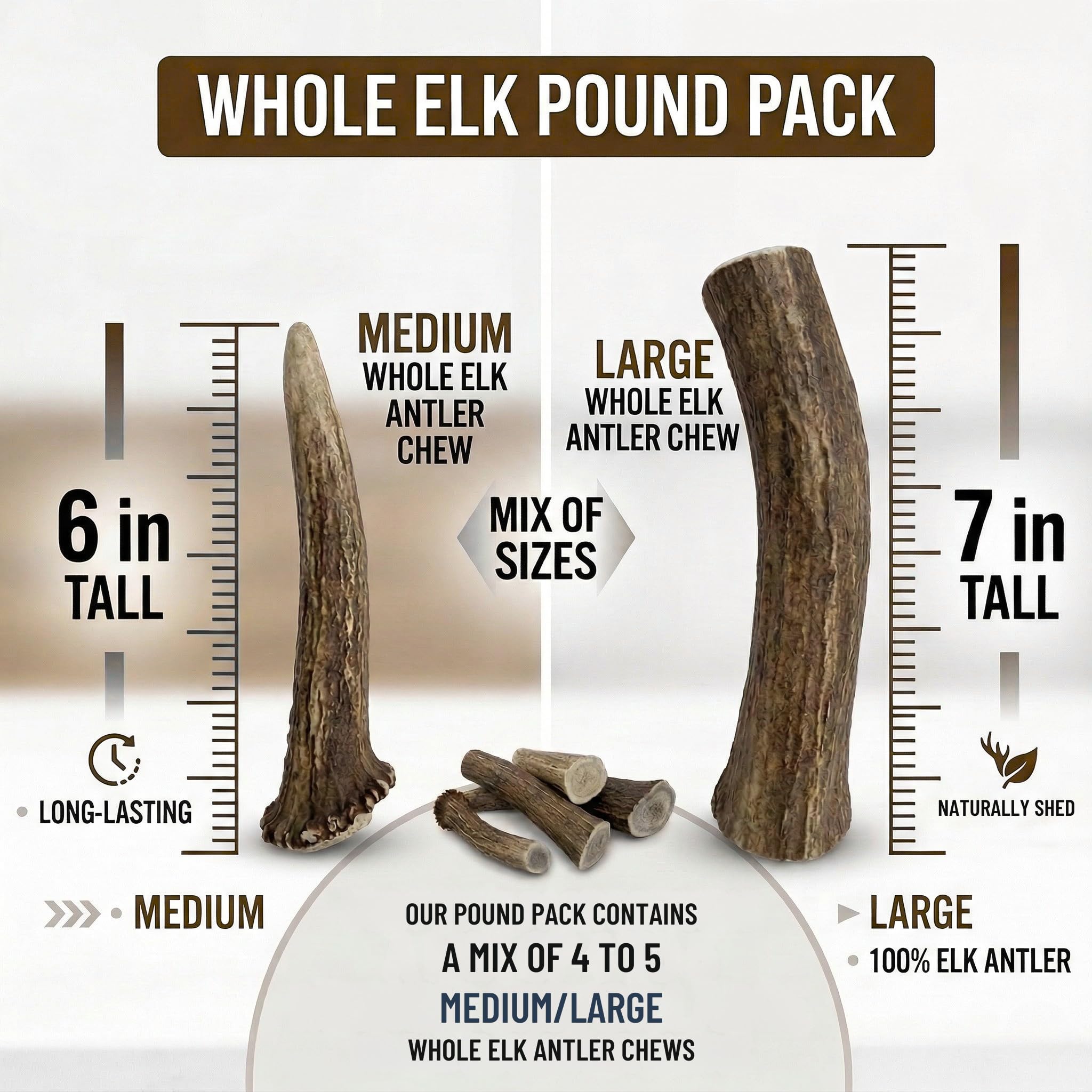 WhiteTail Naturals corne d’élan naturelle pour le mâchage.