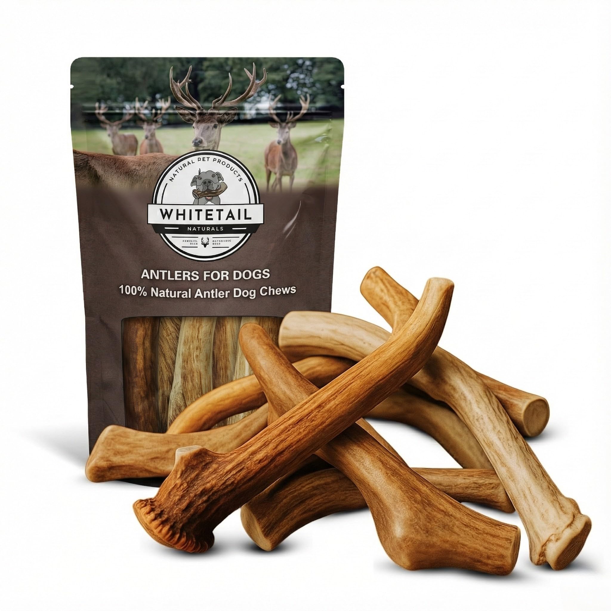 WhiteTail Naturals corne de cerf pour chien, expérience de mastication durable.