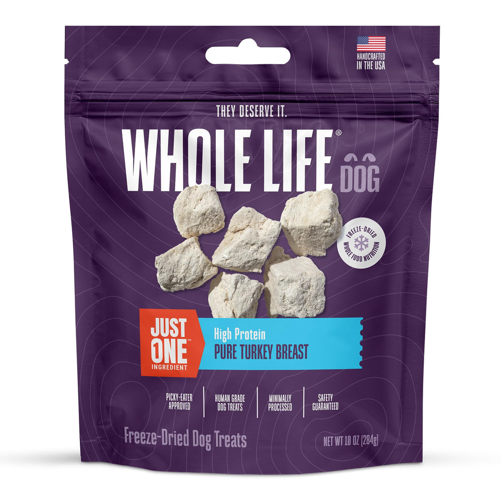 Emballage Whole Life Pet, friandise dinde lyophilise sans additifs.