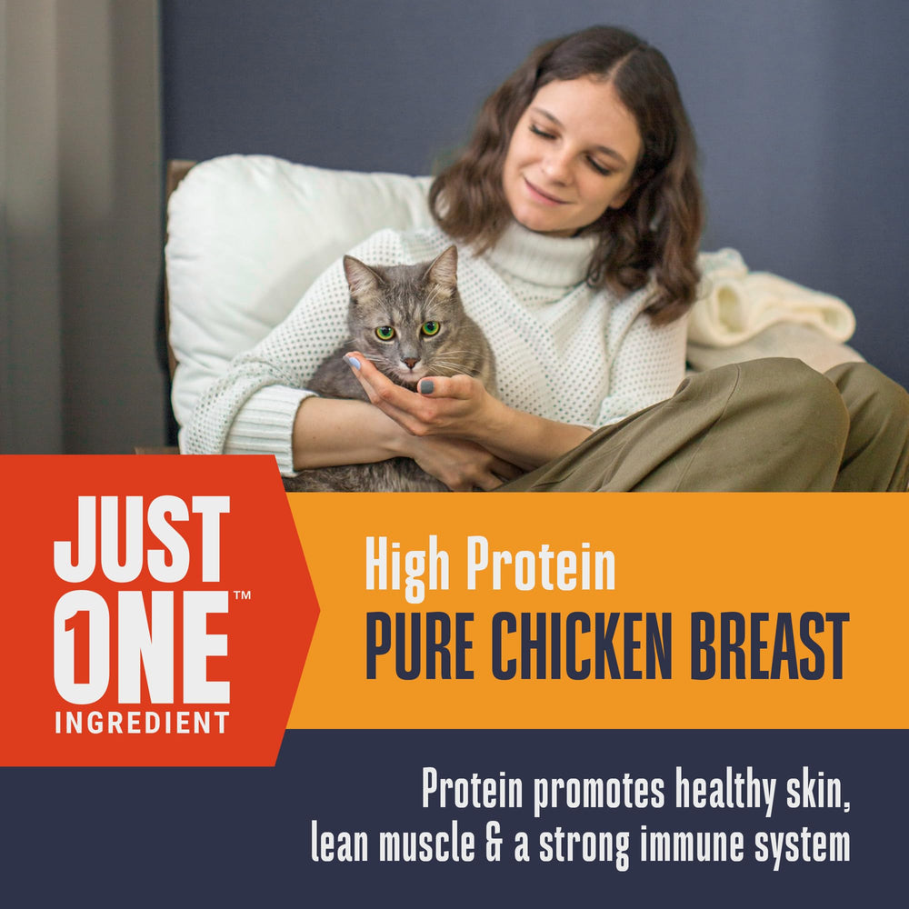 Friandises poulet séché Whole Life Just One, soutien protéique pour activités quotidiennes.