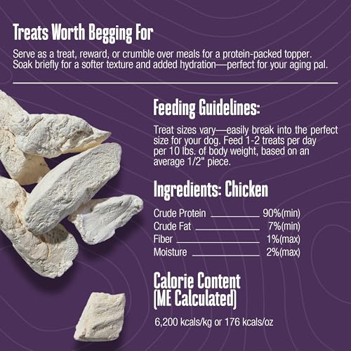 Whole Life Pet Products – morceaux poulet lyophilisé, protéines utiles pour l'énergie canine.
