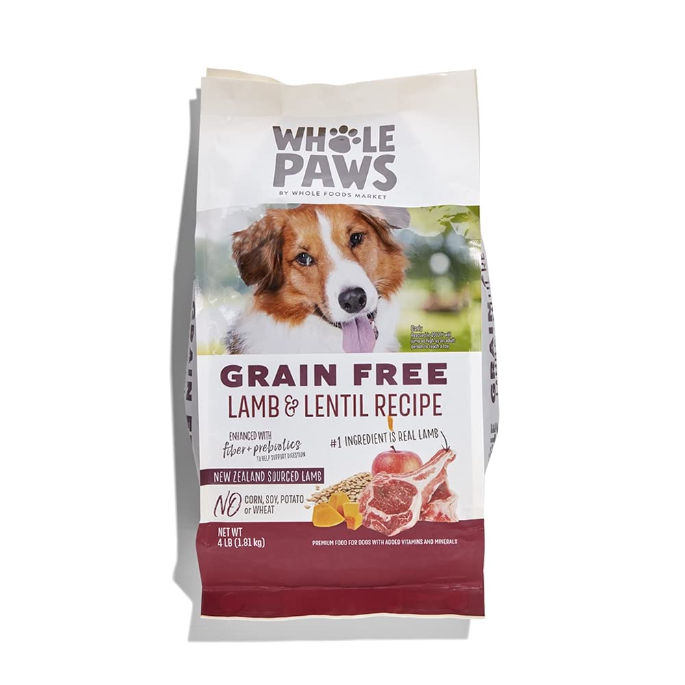 Croquettes Whole Paws agneau et lentilles pour chien, formule complète sans céréales.