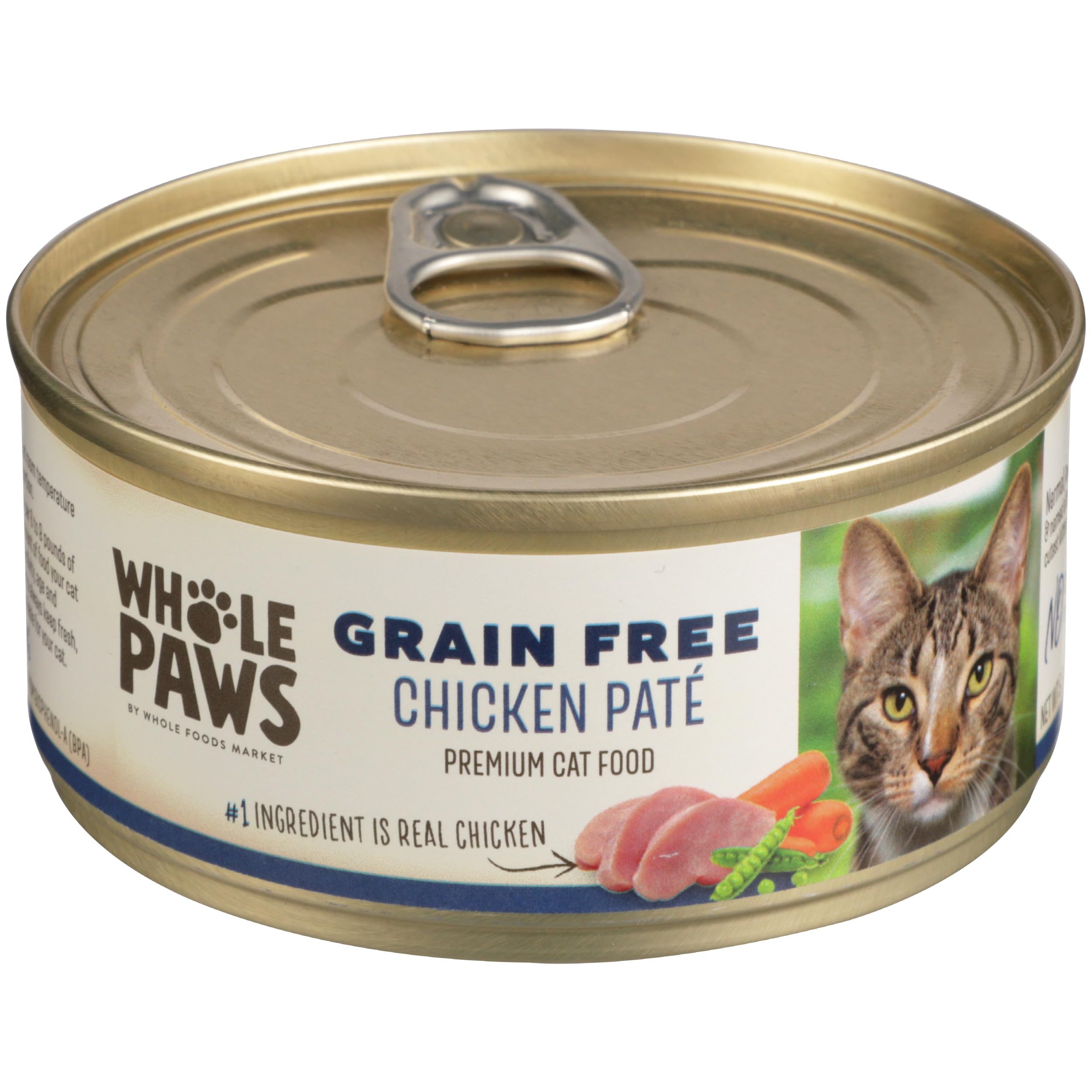 Boîte Whole Paws pâté poulet 156 g, repas adapté pour chat adulte.