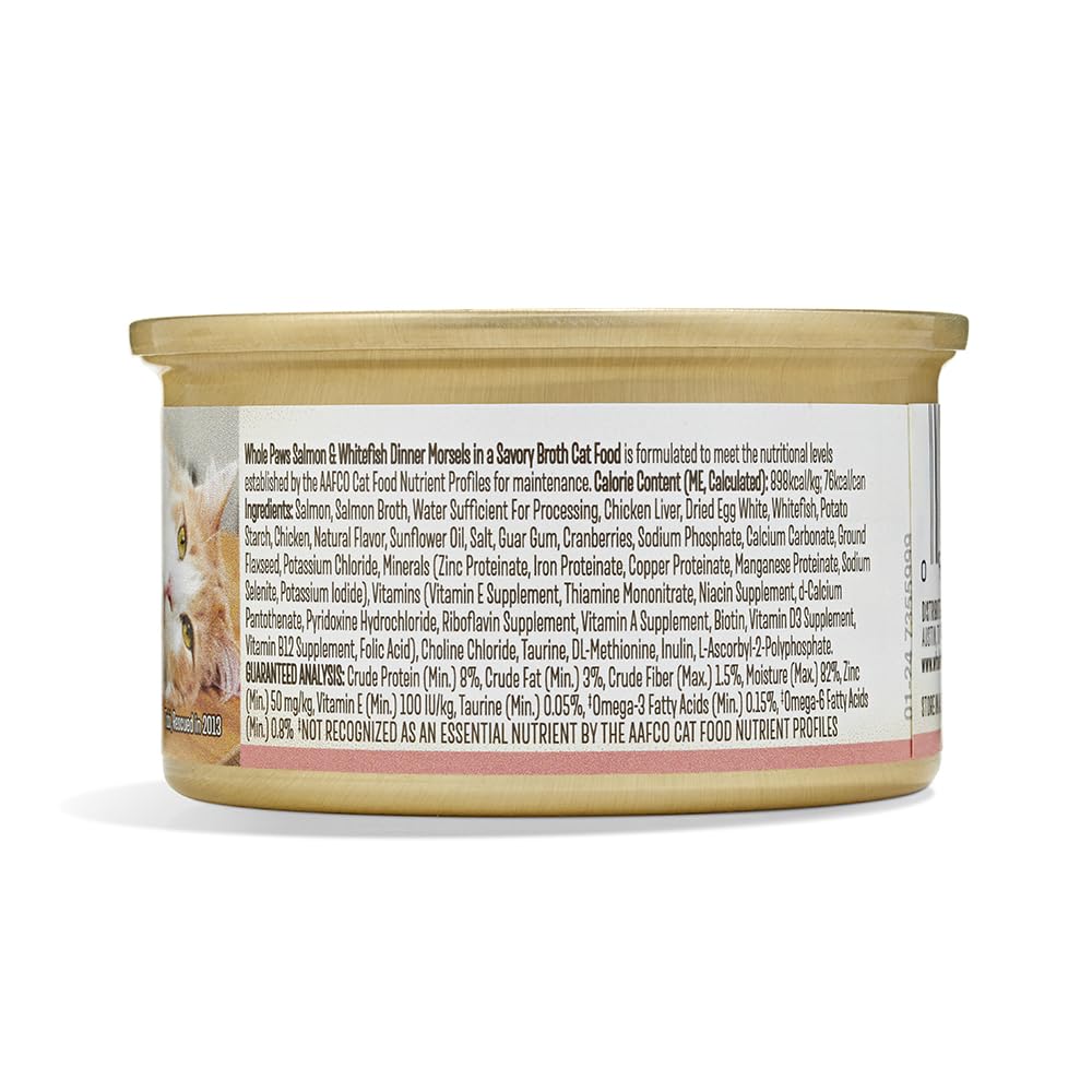 Whole Paws chat humide saumon et poisson blanc, bouillon savoureux sans conservateurs