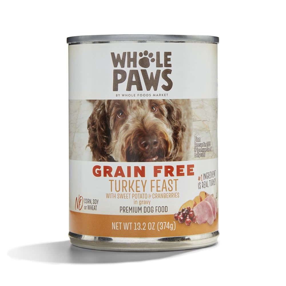 Whole Paws Festin Dinde, assiette patate-douce, repas savoureux pour chiens.