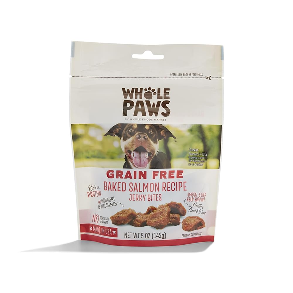 Whole Paws friandises saumon sans céréales, croquant délicieux pour récompenses saines.
