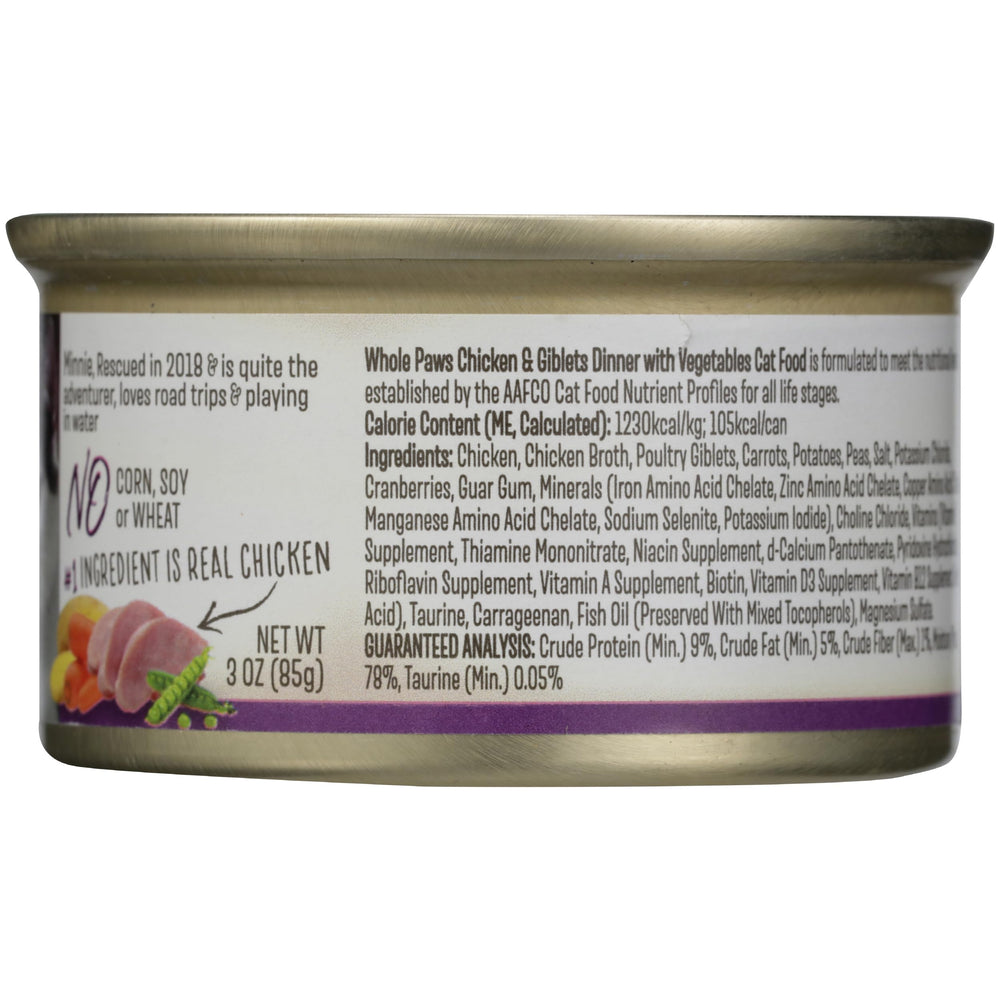 Whole Paws idéal pour chats sensibles, digestibilité potentielle.