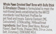 Whole Paws – mélange boeuf fumé et fromage Himalaya pour une mastication durable et savoureuse.