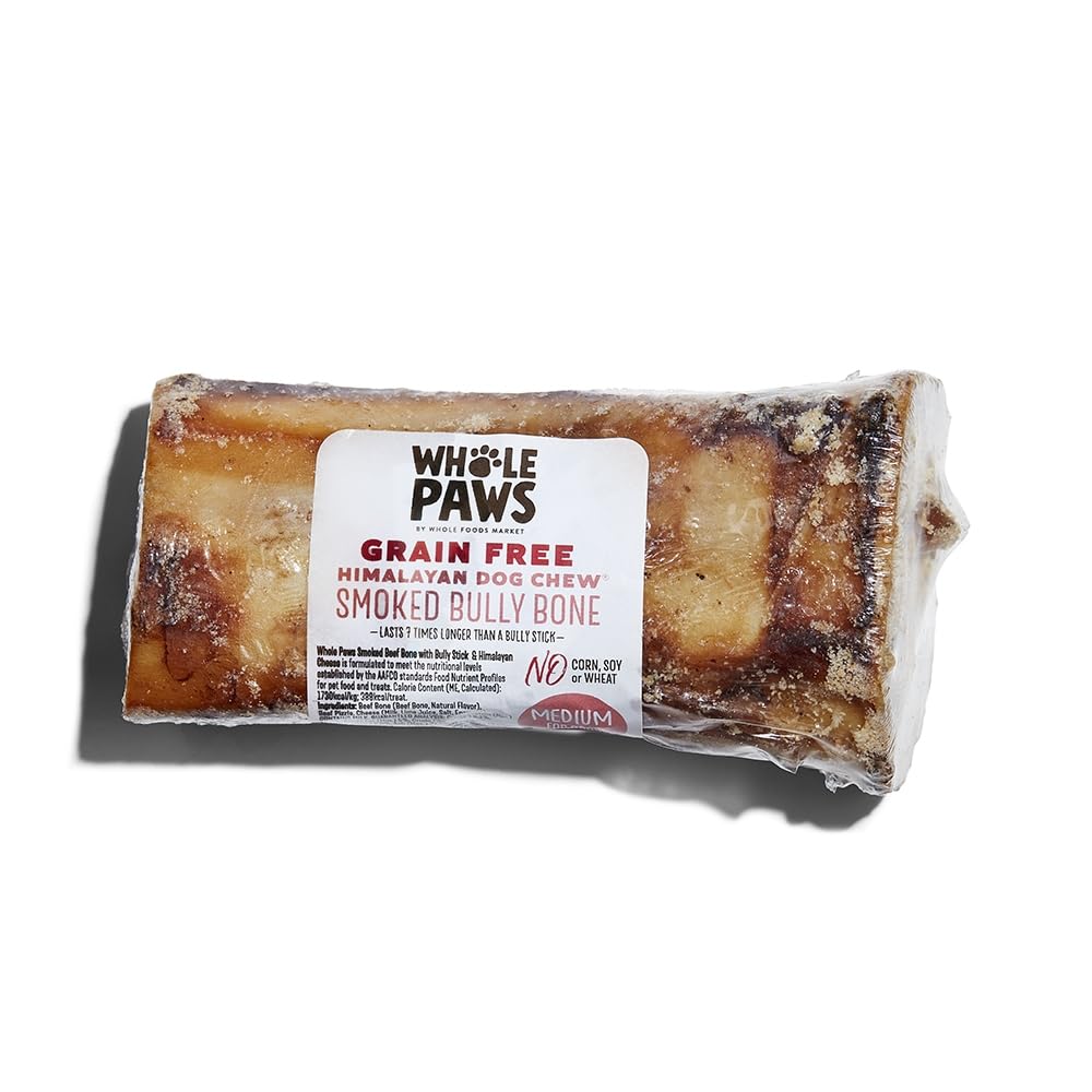 Whole Paws os-boeuf-fume: régal durable pour chiens, favorise la mastication prolongée.