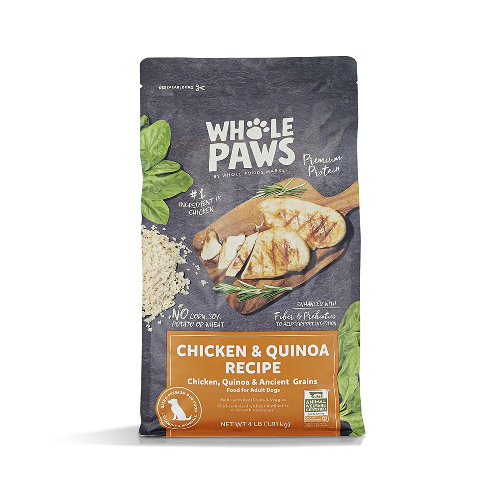 Repas Whole Paws Poulet Quinoa en sachet, idéal pour chien adulte.