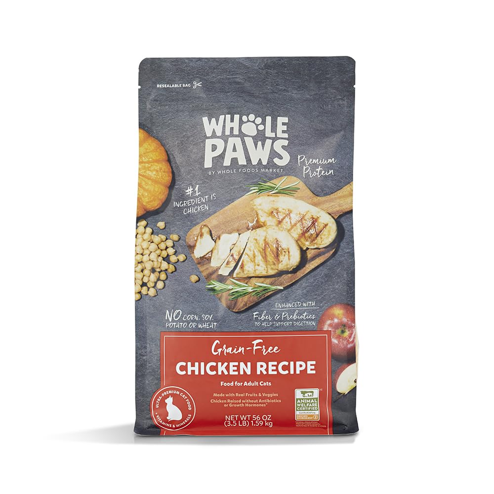 Whole Paws Recette Poulet Organique emballage, aliments naturels pour chat heureux.