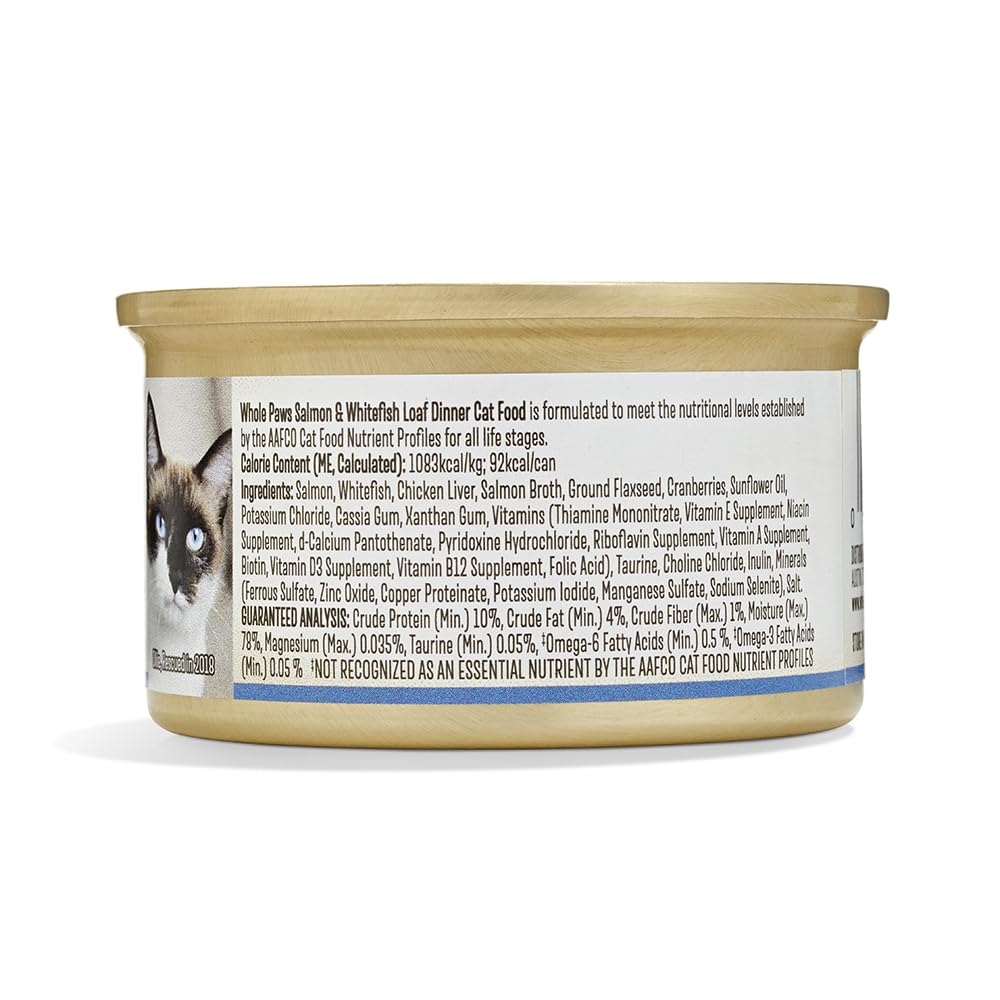 Whole Paws Saumon et Églefin – terrine humide, repas quotidien facile pour chat, nutrition pratique.