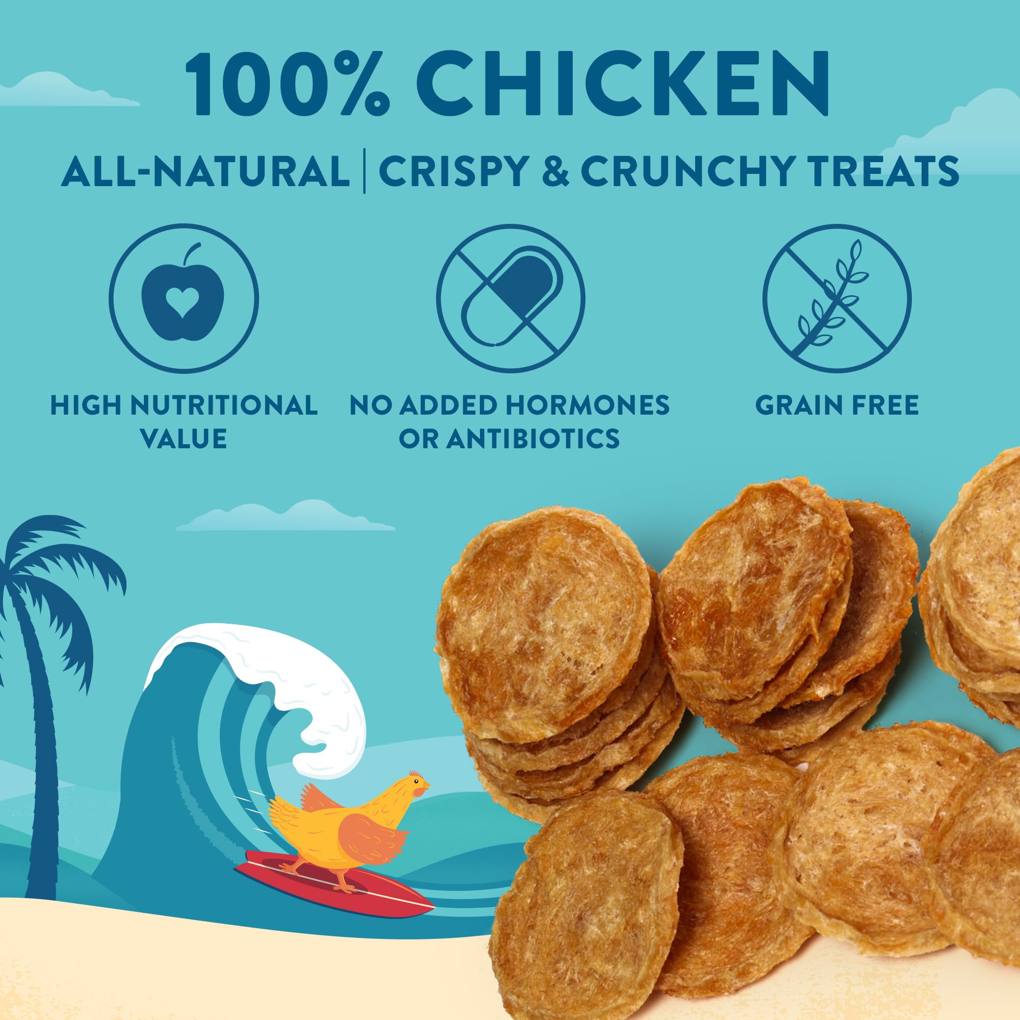 Chips de poulet croustillants Wholesome Hound, idéal comme récompense.