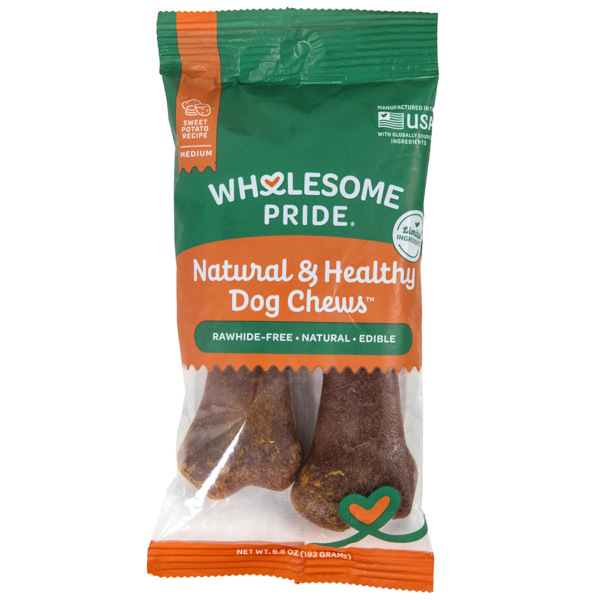 Wholesome Pride friandises patate douce pour chiens moyens, digestibles et naturelles.