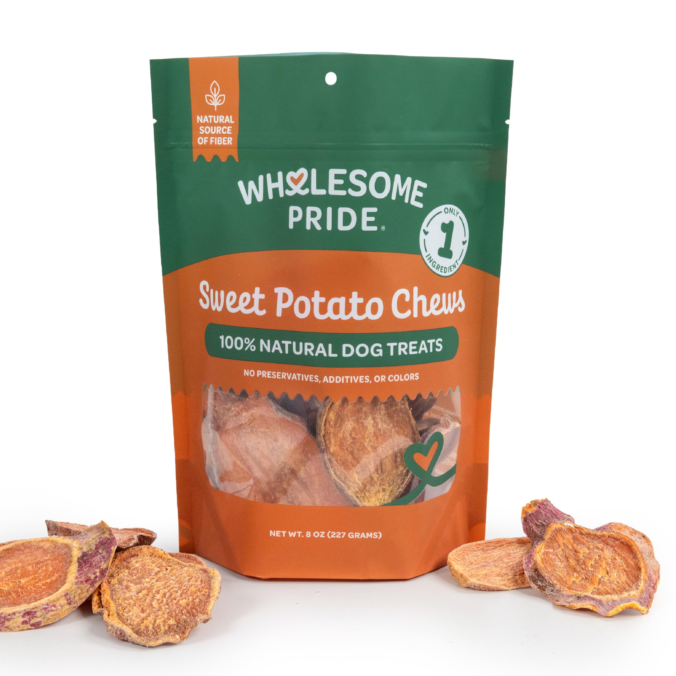 Wholesome Pride Patate Douce Tranche Epaisse, parfaite pour les chiens qui aiment mâcher.