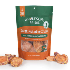 Wholesome Pride Patate Douce Tranche Epaisse, parfaite pour les chiens qui aiment mâcher.