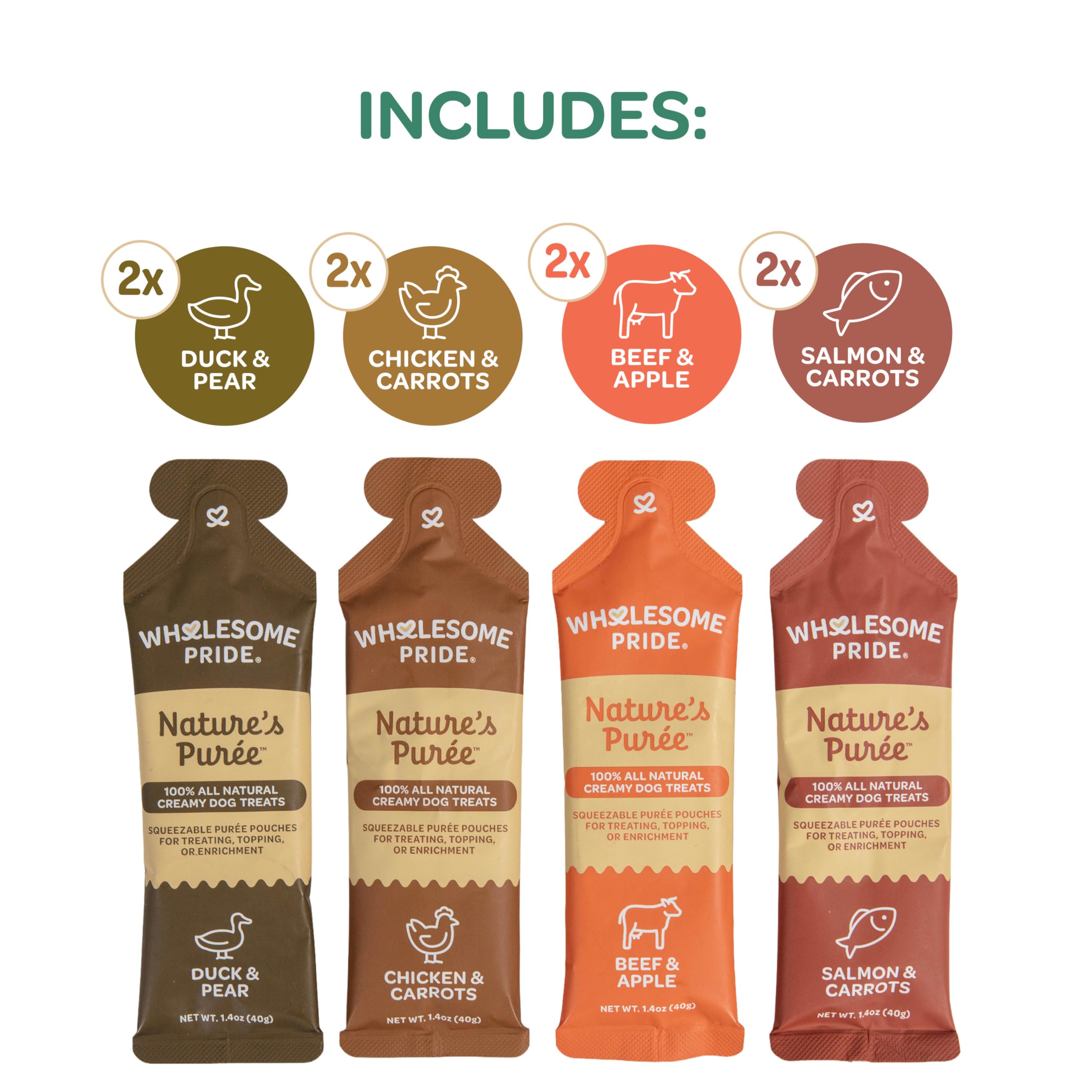 Poche de purée Wholesome Pride ouverte, pratique et rapide pour nourrir.