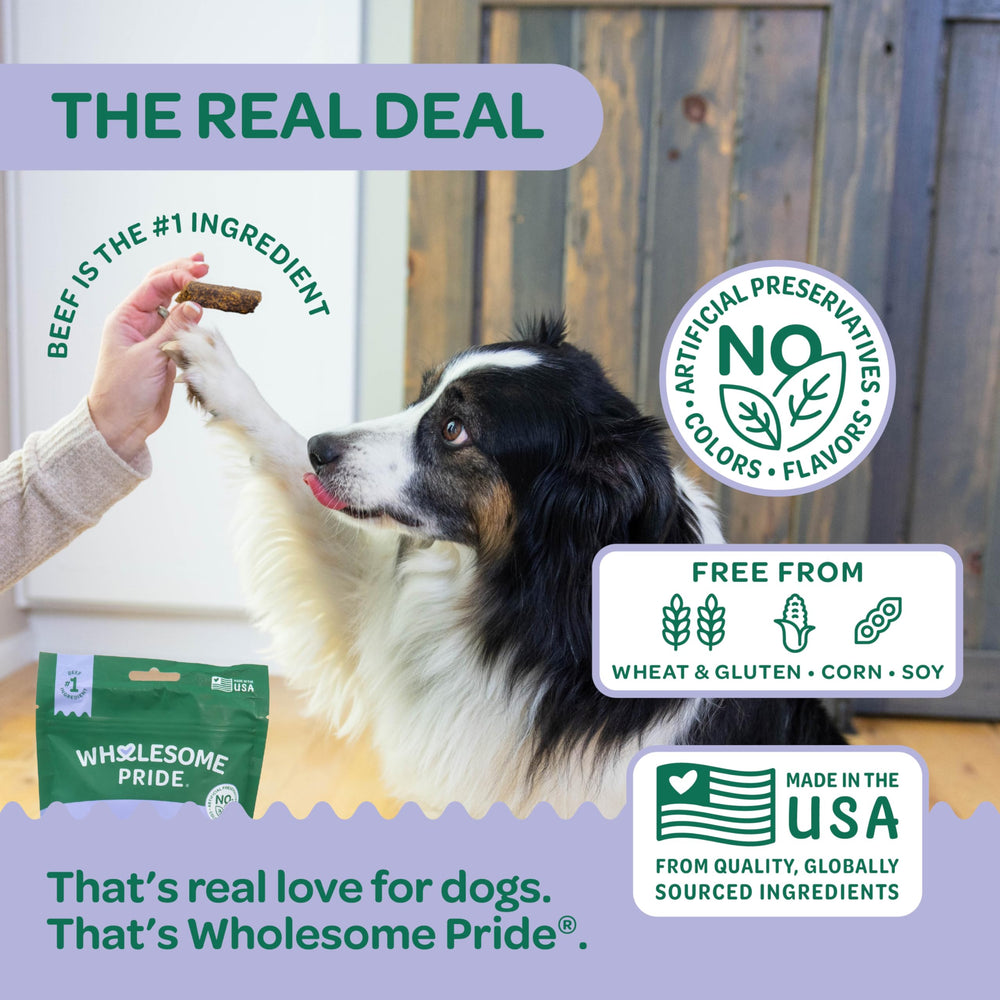 Wholesome Pride sans additifs ni sel ajouté, friandise saine pour chien.