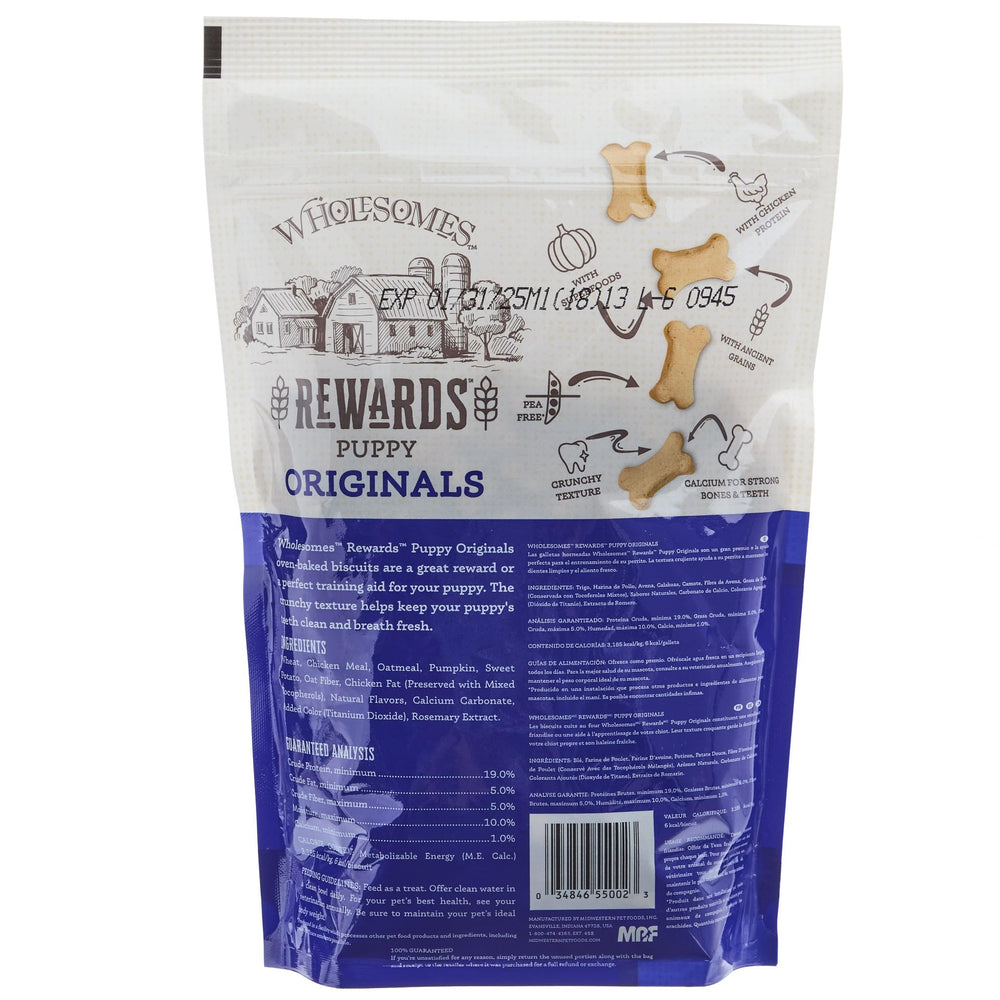 Wholesomes Original Rewards Puppy 2 lb — croquettes croustillantes idéales pour l'entraînement.