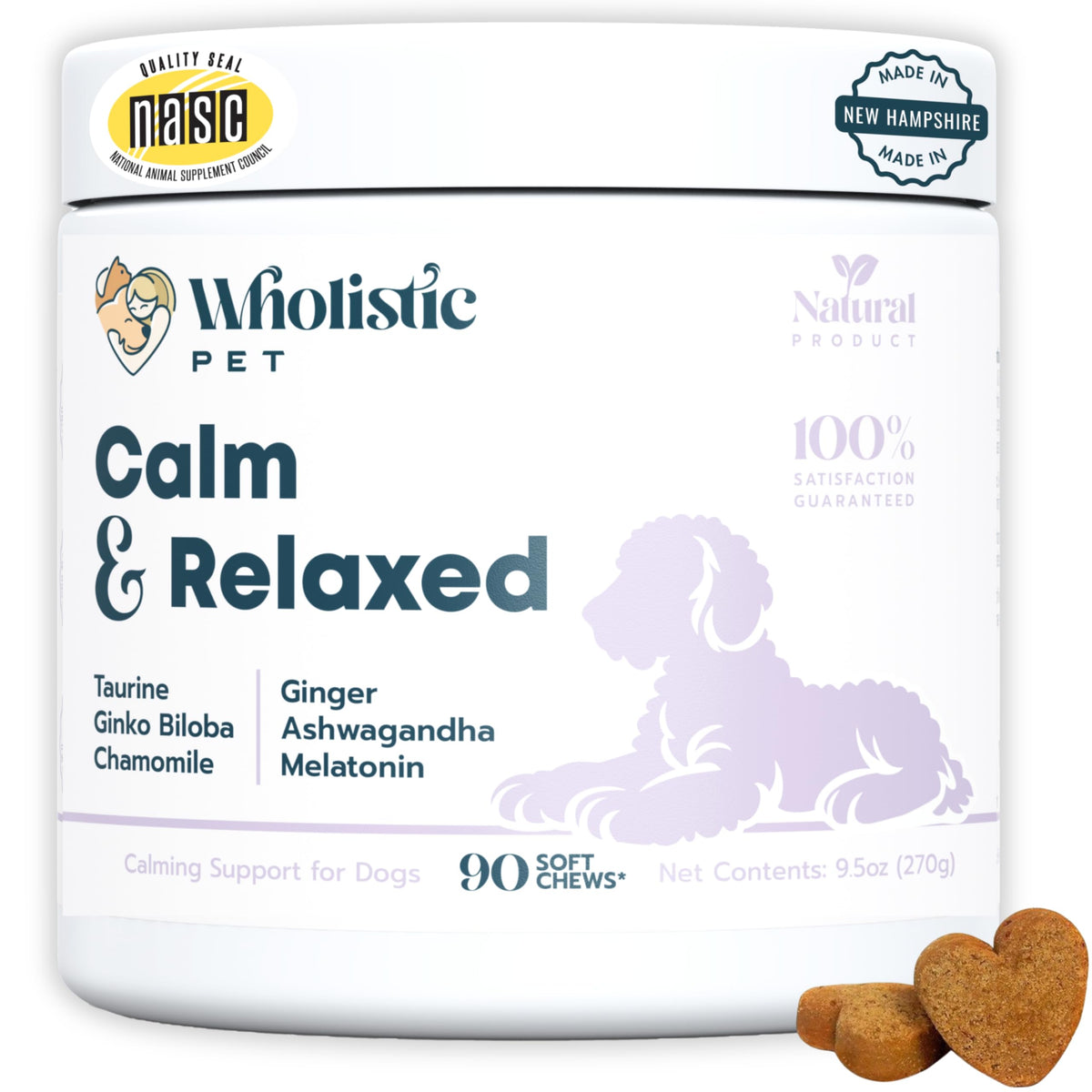 Wholistic Pet Organics – bouteille montrant le flacon pour favoriser le calme du chien