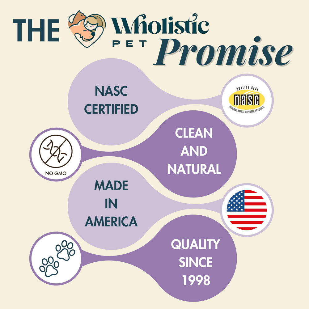 Wholistic Pet Organics – gros plan sur les ingrédients clés tels que taurine et mélatonine