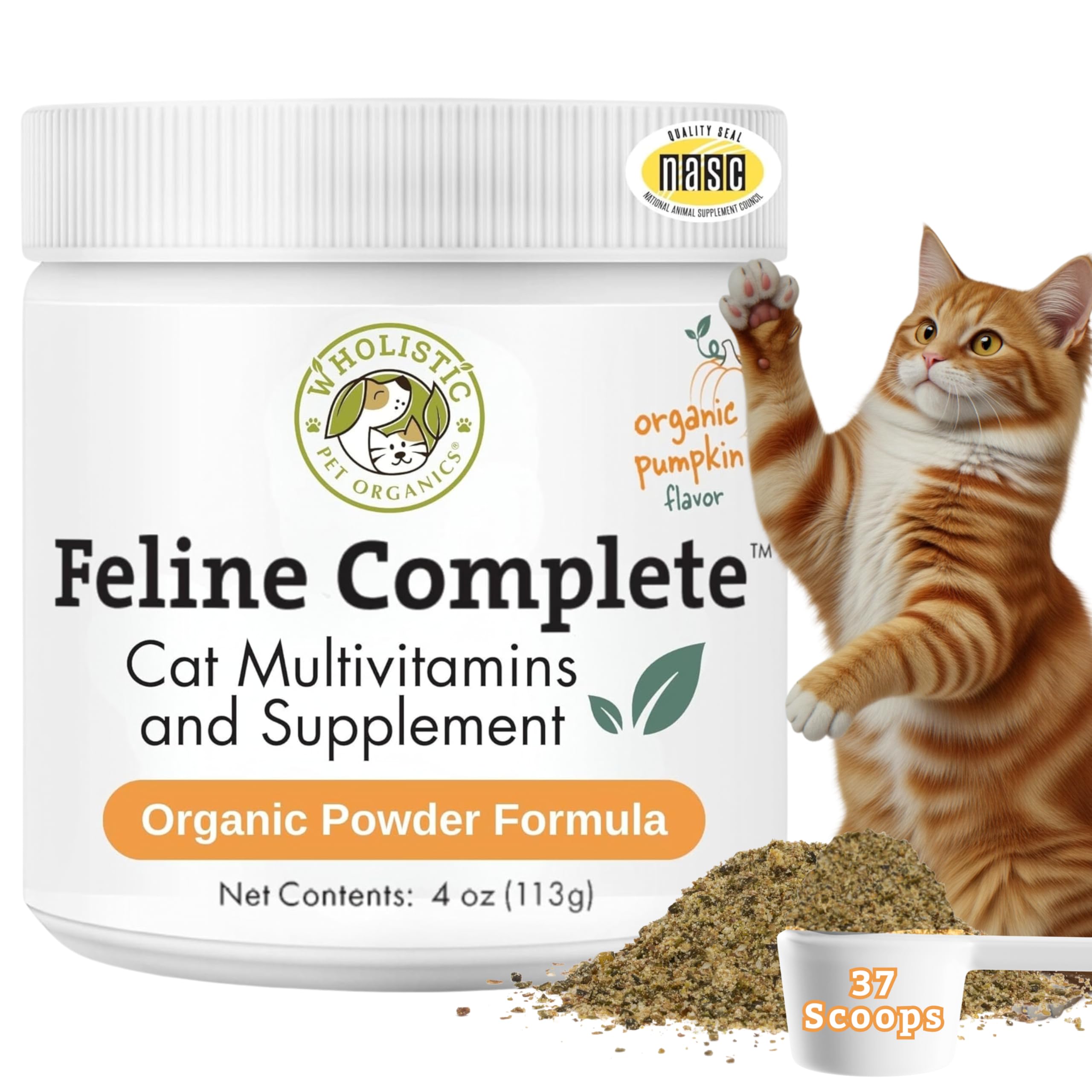Wholistic Pet Organics chat-pumpkin-poudre-bouteille: soutien digestif naturel