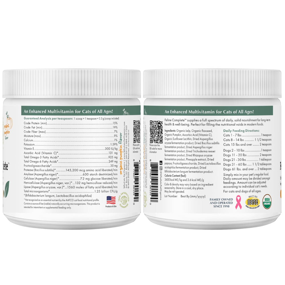 Wholistic Pet Organics chat-vitamines-poudre: vitamines essentielles pour chats