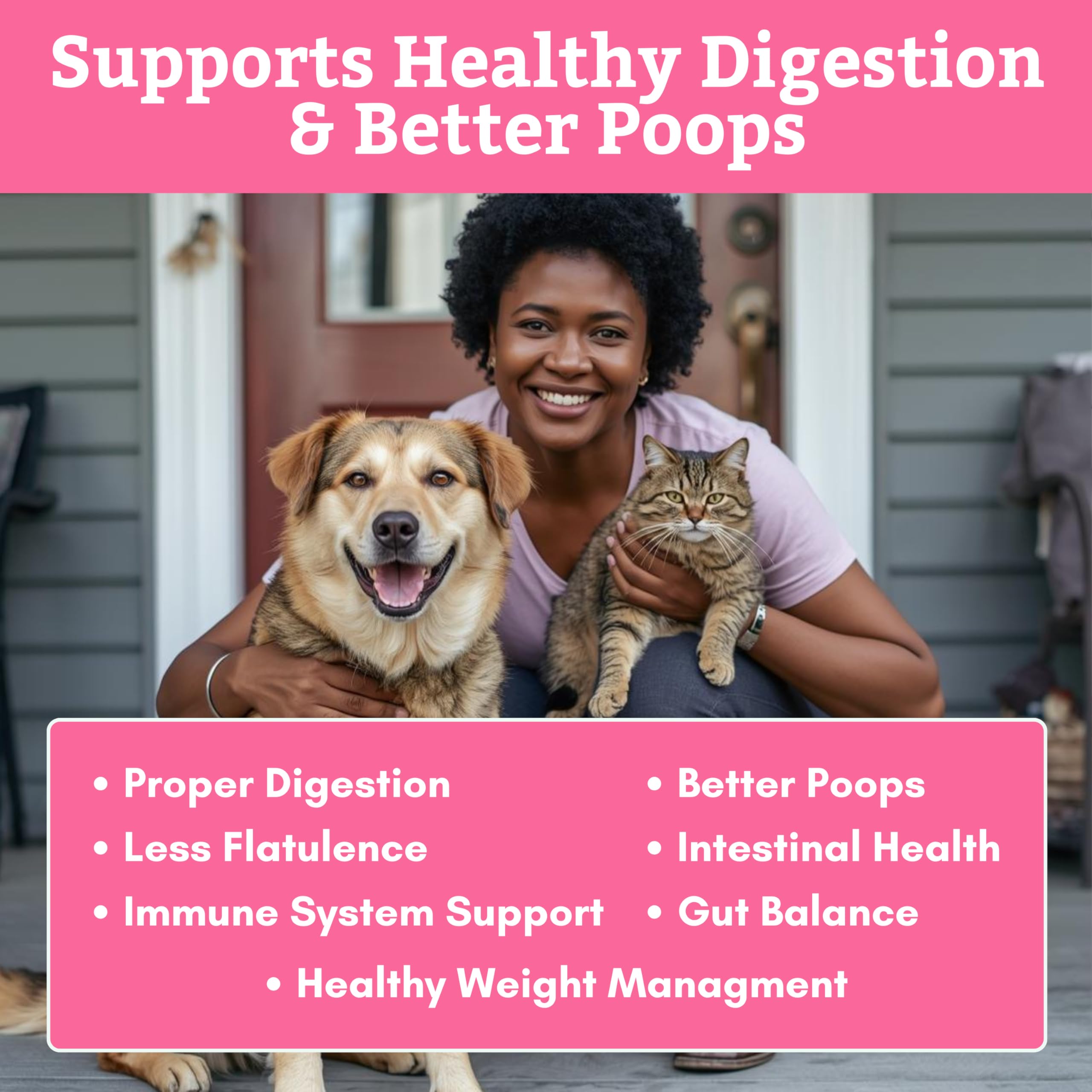 Wholistic Pet Organics chien-utilise-probiotiques-digestion: soutien possible pour un apport journalier sain.