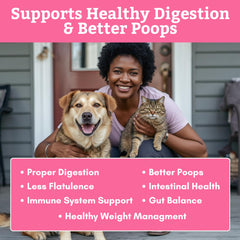 Wholistic Pet Organics chien-utilise-probiotiques-digestion: soutien possible pour un apport journalier sain.