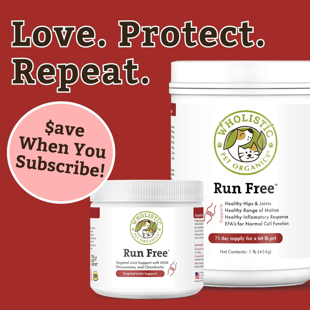Wholistic Pet Organics: conditionnement 1 livre facilitant le dosage à domicile.