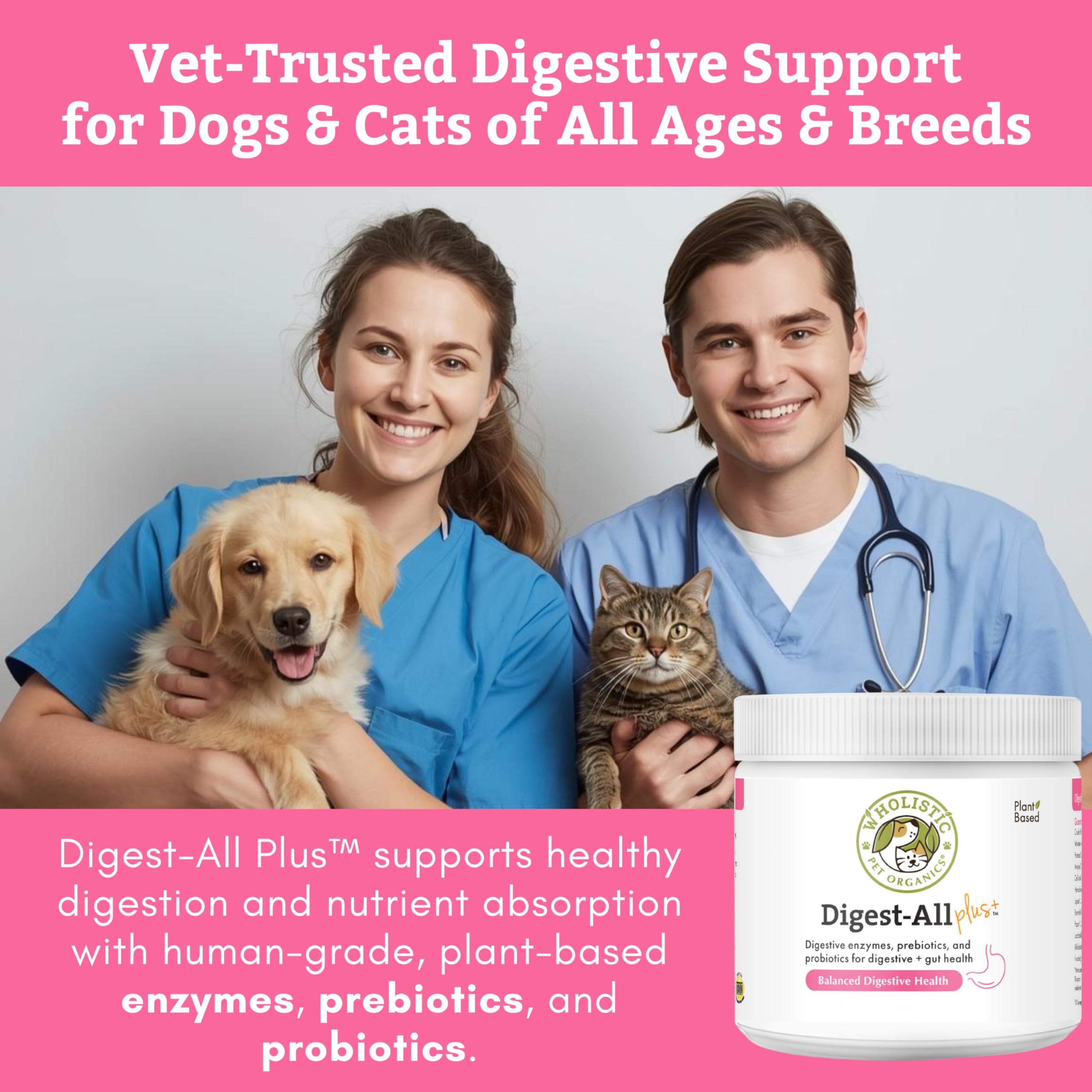 Wholistic Pet Organics cuillère-doseur: dosage pratique pour soutenir la digestion quotidienne.