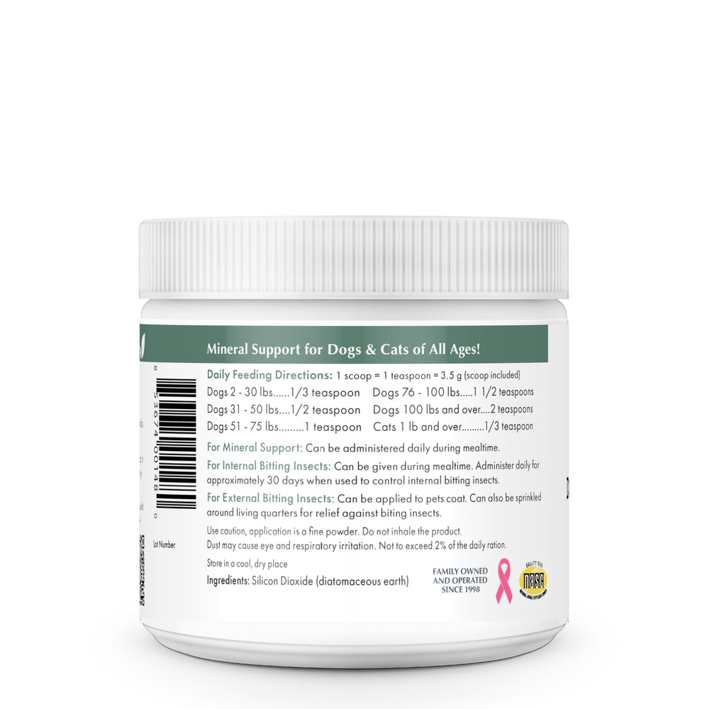 Wholistic Pet Organics Diatomaceous Earth dose-cuillère incluse, dosage précis.