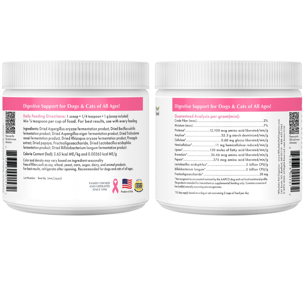 Wholistic Pet Organics — emballage compact et recyclable, stockage facile.