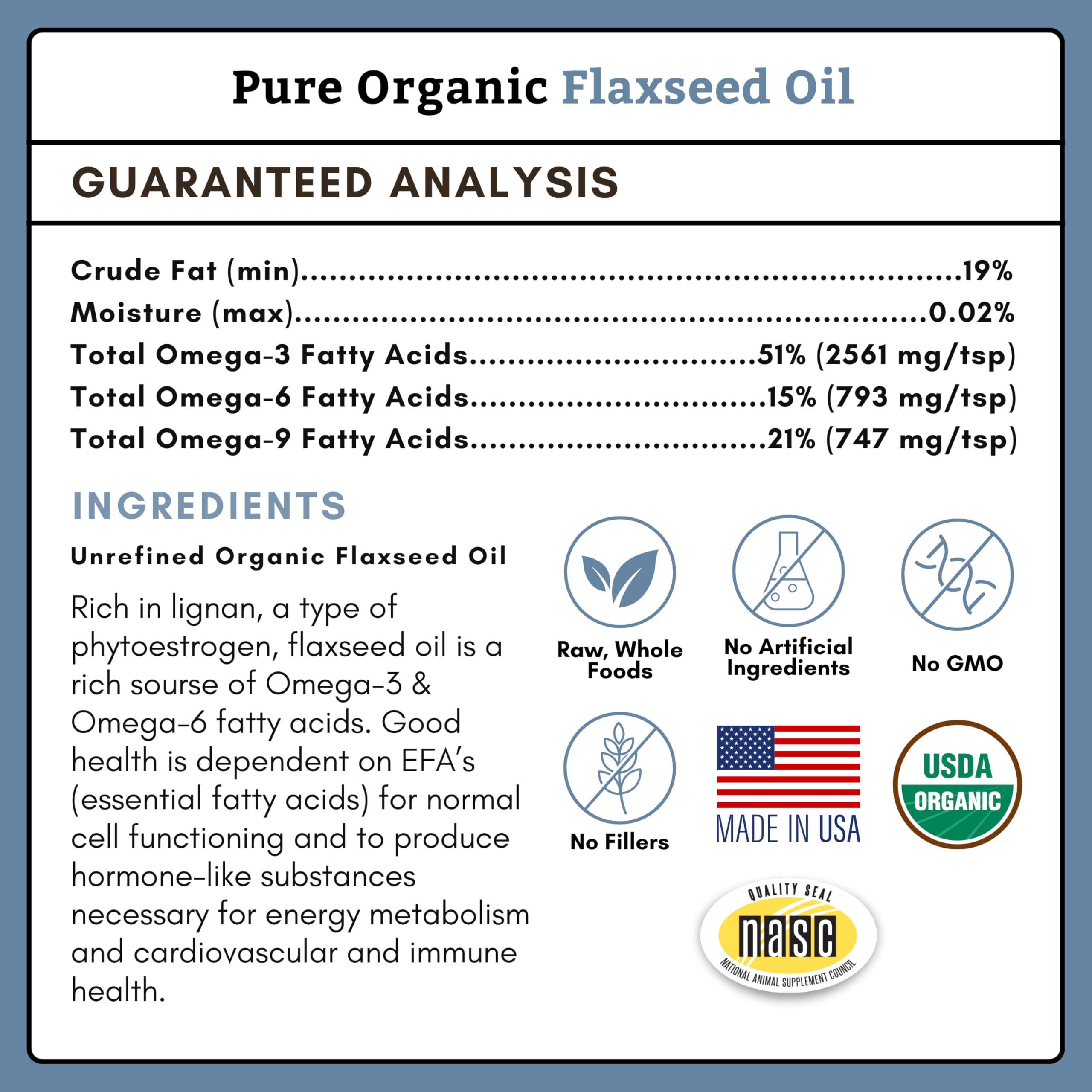 Fabriqué aux États-Unis NASC certifié Wholistic Pet Organics.