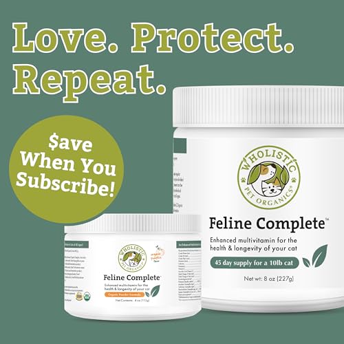 Wholistic Pet Organics Feline Complete: complément naturel pour chats à tout âge.