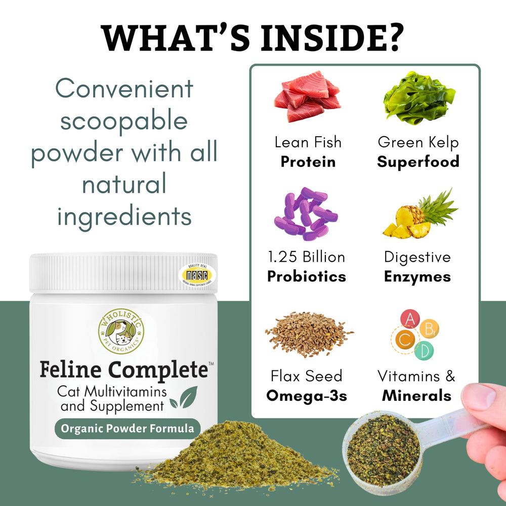 Wholistic Pet Organics Feline Complete – adapté aux chatons et aux seniors.