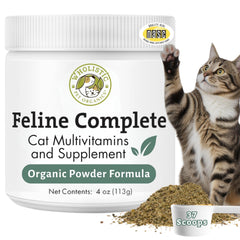 Wholistic Pet Organics Feline Complete – poudre-probiotique, soutien digestif quotidien pour chats.