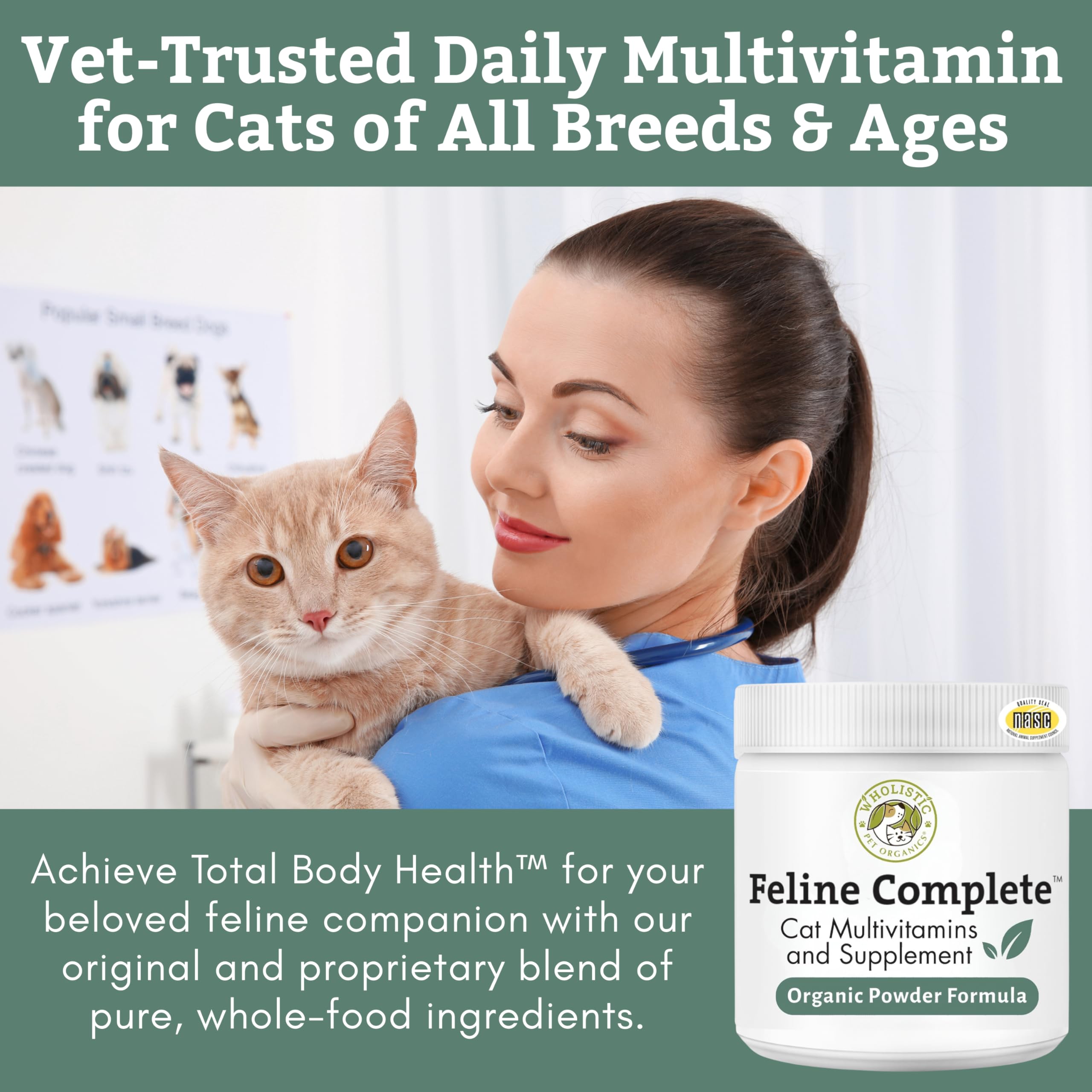 Wholistic Pet Organics Feline Complete – vitamines chat, apport nutritionnel pour tous âges.
